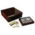 The Chamberlain 75 Count Cherry Ebony Lacquer Humidor Gift Set